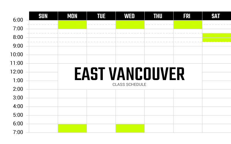 Survivor Bootcamp East Vancouver Weekly Schedule